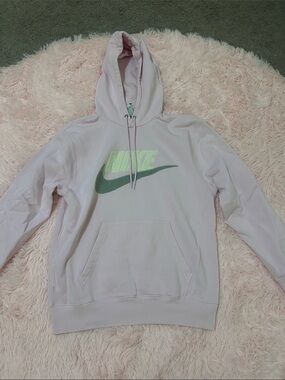 Nike Light Pink Hoodie with Green Logo